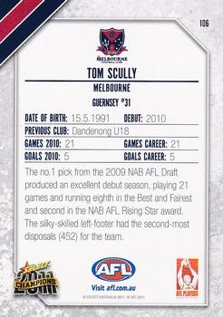 2011 Select AFL Champions #106 Tom Scully Back